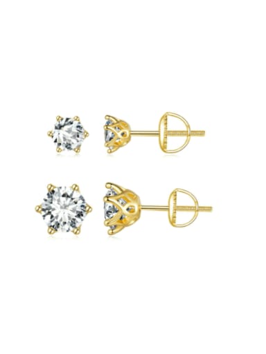 925 Sterling Silver Moissanite Geometric Classic Stud Earring