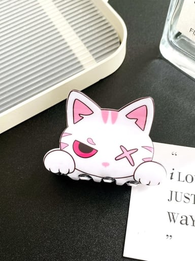 White Cat 6.7cm Acrylic Trend Icon Alloy Jaw Hair Claw