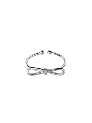 silver 925 Sterling Silver Bowknot Minimalist Band Ring