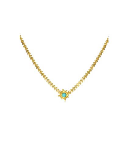 custom Stainless steel Turquoise  Vintage Sun Flower Pendant Necklace