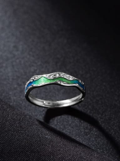 RS854 [Women's Edition] 925 Sterling Silver Enamel Irregular Minimalist Couple Ring