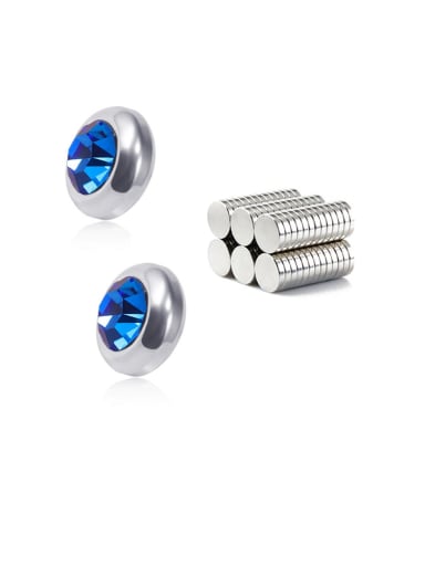 Titanium Rhinestone Multi Color Round Minimalist  Single Rhinestone  Magnet Stud Earring