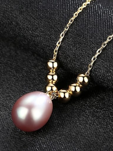 Purple 6G01 925 Sterling Silver Freshwater Pearl  Pendant Necklace
