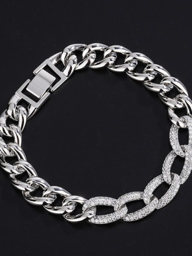 Platinum plated copper bracelet Brass Cubic Zirconia Luxury Geometric Bracelet and Necklace Set
