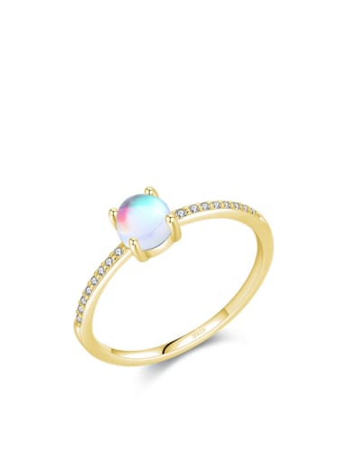 golden 925 Sterling Silver Opal Geometric Classic Band Ring