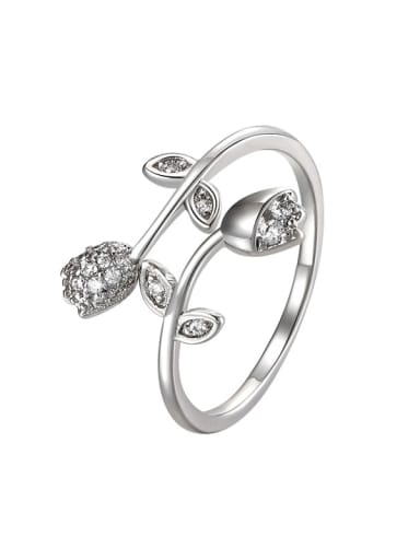 Alloy Cubic Zirconia Flower Dainty Band Ring