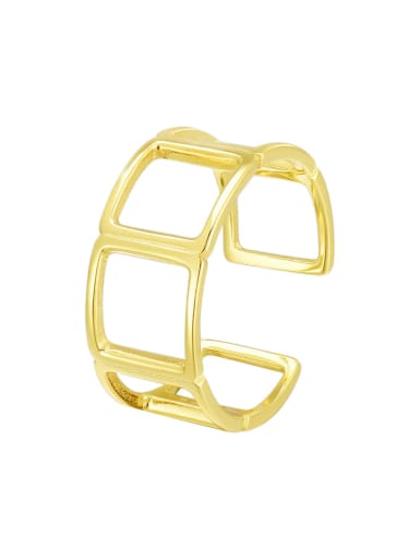 18K gold square hollow ring 925 Sterling Silver Hollow Geometric Minimalist Band Ring