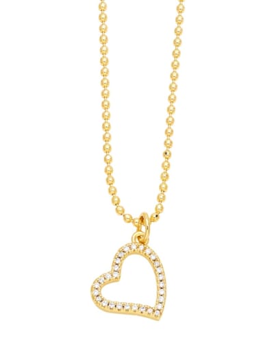 C Brass Cubic Zirconia Heart Vintage Necklace