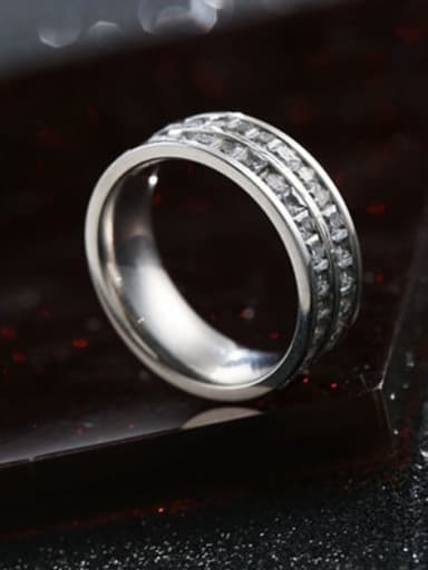 Titanium Steel Rhinestone Round Minimalist Stackable Ring