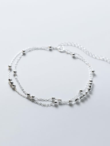 925 Sterling Silver Irregular Minimalist Double Layer Anklet