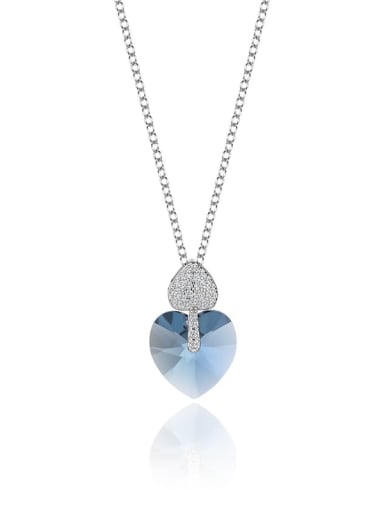 JYXZ 012 (denim) 925 Sterling Silver Austrian Crystal Heart Classic Necklace