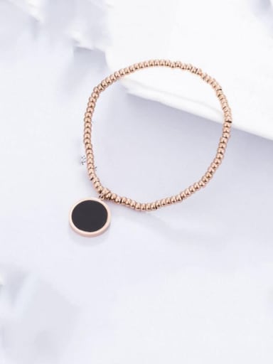 Titanium Bead Black Enamel Round Trend Beaded Bracelet