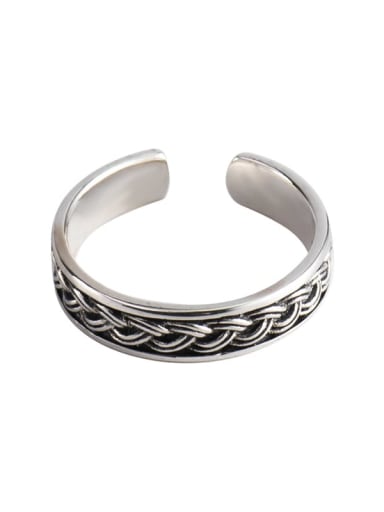 925 Sterling Silver Twist Round Vintage Band Ring