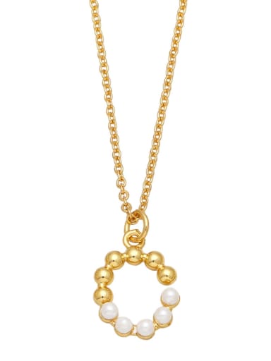 C Brass Imitation Pearl Letter Minimalist Necklace