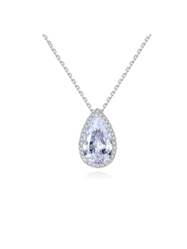 925 Sterling Silver Cubic Zirconia  long water drop pendant Necklace
