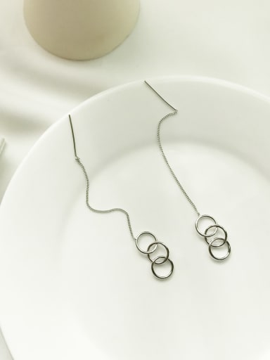925 Sterling Silver Hollow Round Minimalist Threader Earring