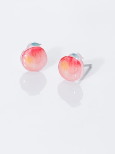 925 Sterling Silver Friut peach Minimalist Stud Earring