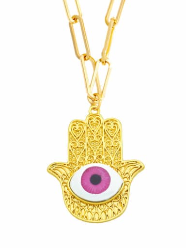 D (Rose) Brass Cubic Zirconia Evil Eye Vintage Necklace