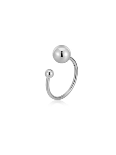 Platinum Asymmetric Ball Ring 925 Sterling Silver Bead Geometric Minimalist Band Ring