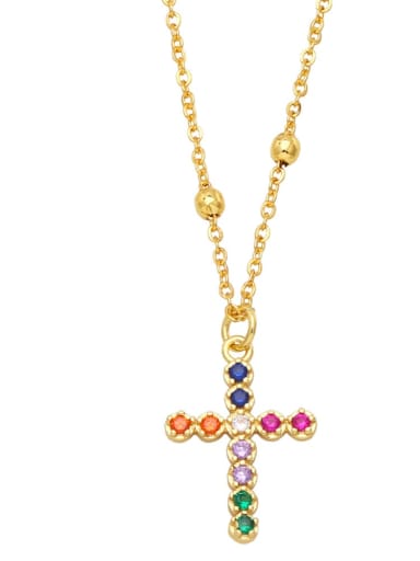 C Brass Cubic Zirconia Cross Vintage Regligious Necklace