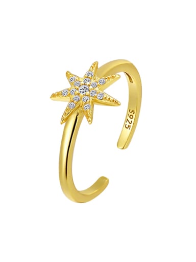 Gold star ring 925 Sterling Silver Cubic Zirconia Star Vintage Band Ring