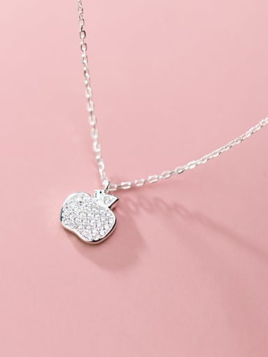 925 Sterling Silver With Platinum Plated Cute Friut Apple Necklaces