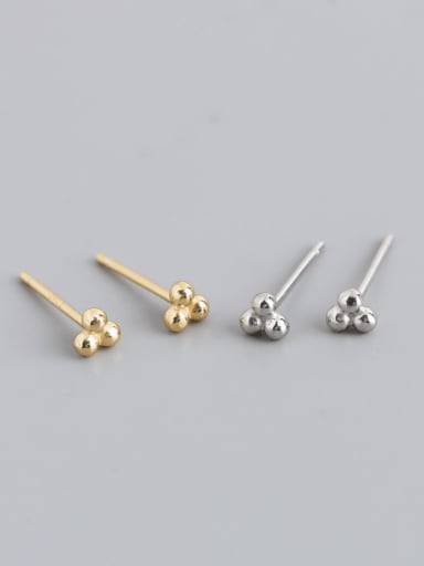 925 Sterling Silver Bead Triangle Minimalist Stud Earring