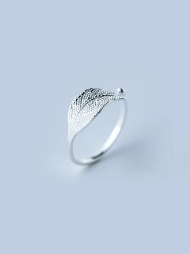 925 Sterling Silver Leaf Minimalist Band Ring