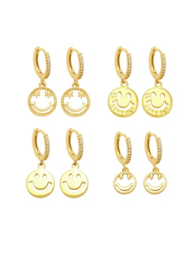 Brass Smiley Minimalist Huggie Earring