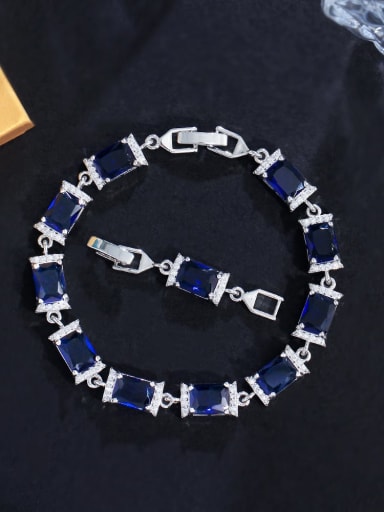 Treasure Blue Brass Cubic Zirconia Geometric Luxury Bracelet