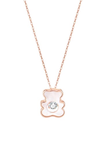 404 [rose gold] 925 Sterling Silver Rhinestone Irregular Cute Shell Bear Pendant Necklace