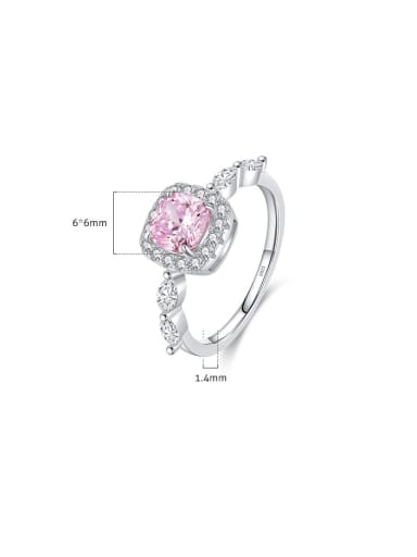Pink 925 Sterling Silver Cubic Zirconia Square Dainty Band Ring