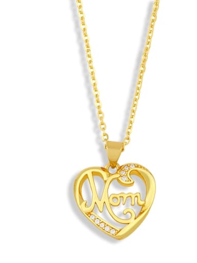D Brass Cubic ZirconiaMinimalist  Letter Heart Pendant Necklace