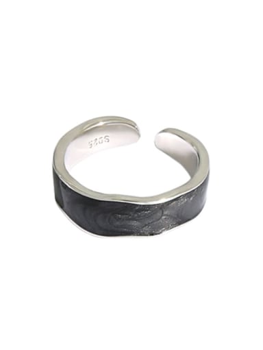 925 Sterling Silver Enamel Round Vintage Band Ring