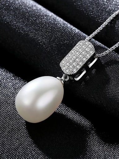 White 5A04 925 sterling silver simple fashion Freshwater Pearl Pendant Necklace