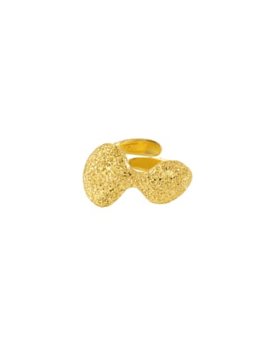 18K gold [adjustable size 14] 925 Sterling Silver Irregular Vintage Band Ring