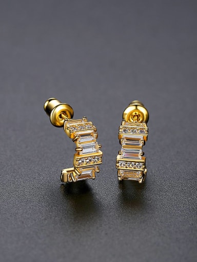 E20121223 18K Brass Cubic Zirconia Geometric Classic Stud Earring