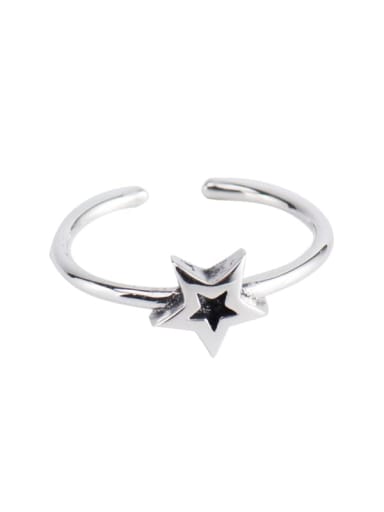 925 Sterling Silver Enamel Star Vintage Band Ring