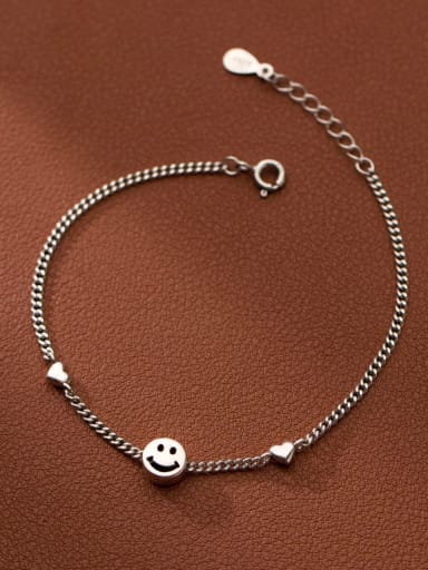 925 Sterling Silver Smiley Minimalist Bracelet