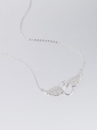 925 Sterling Silver Cubic Zirconia Angel Wing Minimalist Necklace