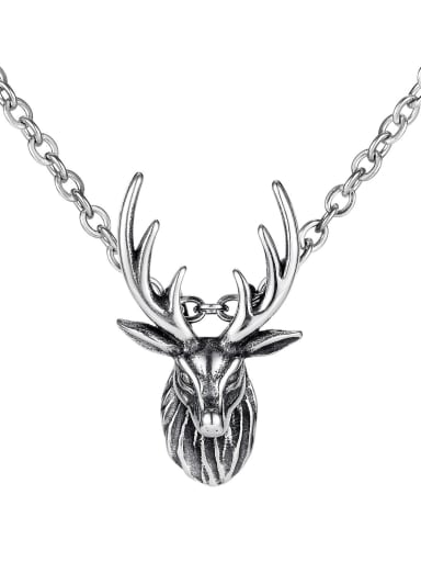 Titanium Steel Deer Hip Hop Pendant Necklace