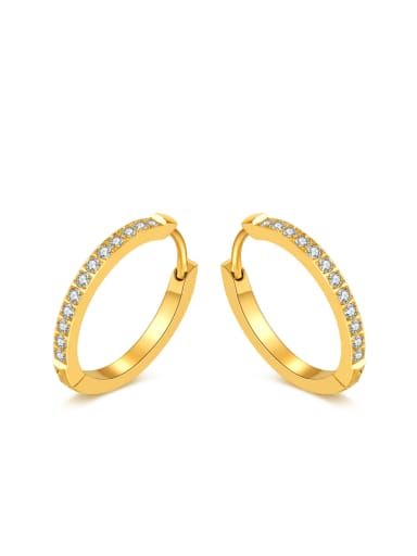 821  gold small Titanium Steel Cubic Zirconia Geometric Minimalist Huggie Earring
