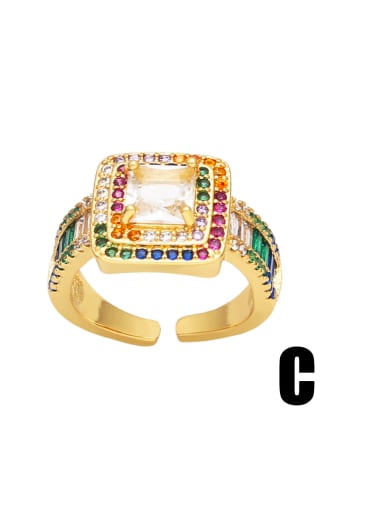 Brass Cubic Zirconia Multi Color Geometric Vintage Band Ring