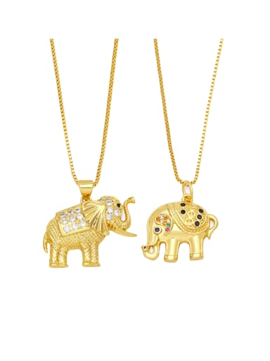 custom Brass Cubic Zirconia  Hip Hop Elephant Pendant Necklace