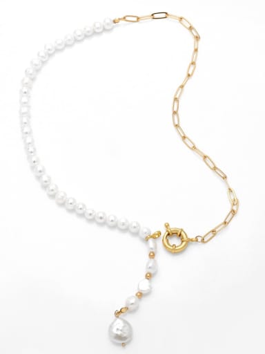 Brass Imitation Pearl Tassel Bohemia Necklace
