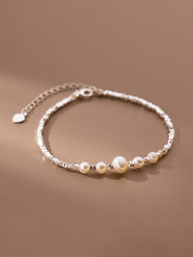 custom 925 Sterling Silver Freshwater Pearl Irregular Minimalist Bracelet