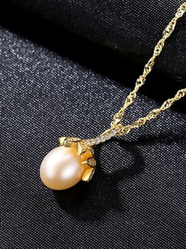 Pink 6A10 925 Sterling Silver Freshwater Pearl Zircon flower pendant  Necklace