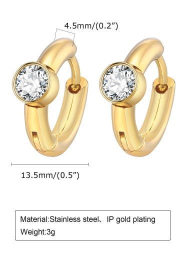 trumpet Stainless steel Rhinestone Geometric Minimalist Huggie Earring