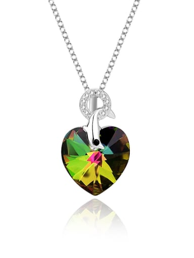JYXZ 069 (gradient green) 925 Sterling Silver Austrian Crystal Heart Classic Necklace