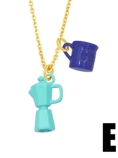 E (dark Turquoise) Brass Enamel Irregular Vintage Necklace